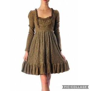 Ryu Brown Lace Dress Cottage Core Aesthetic